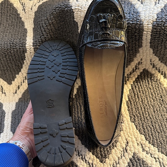 Talbots Black Croc-Embossed Tassel Loafers - Picture 4 of 5